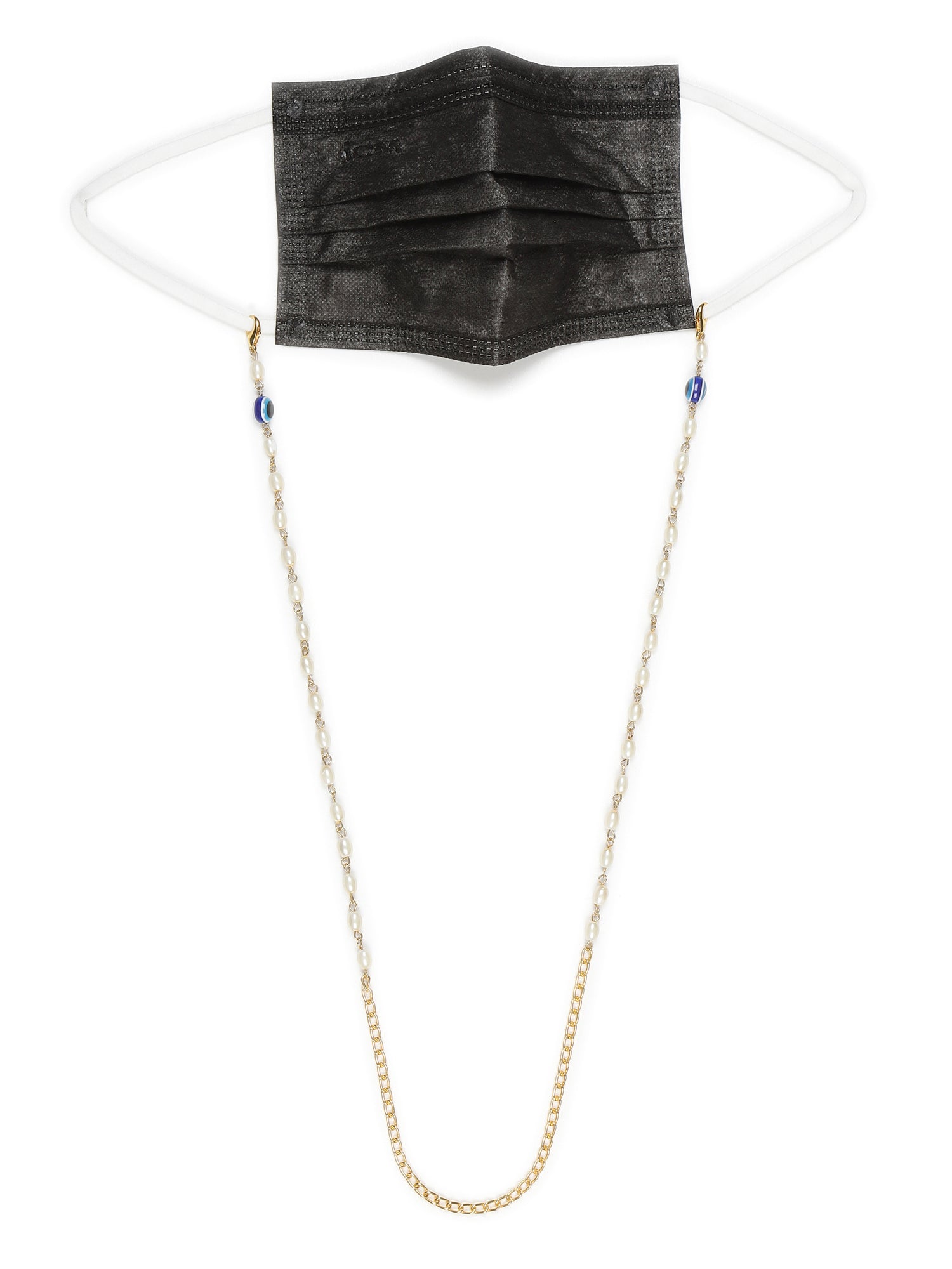 Gold-Toned Embellished Mask Chain - Ruby Raang