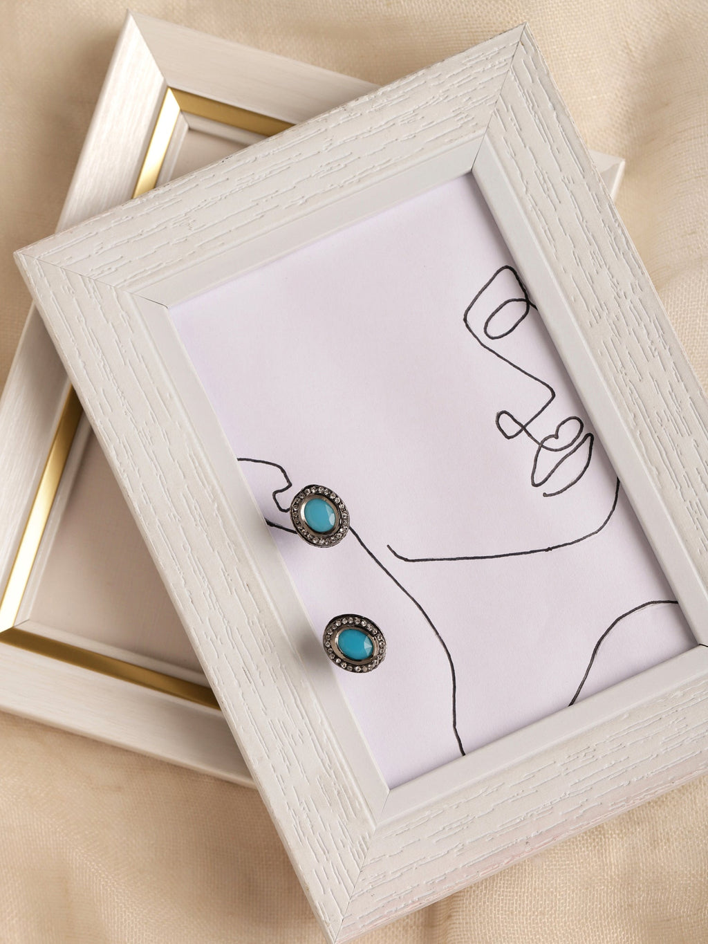 Blue Circular Studs Earrings - Ruby Raang