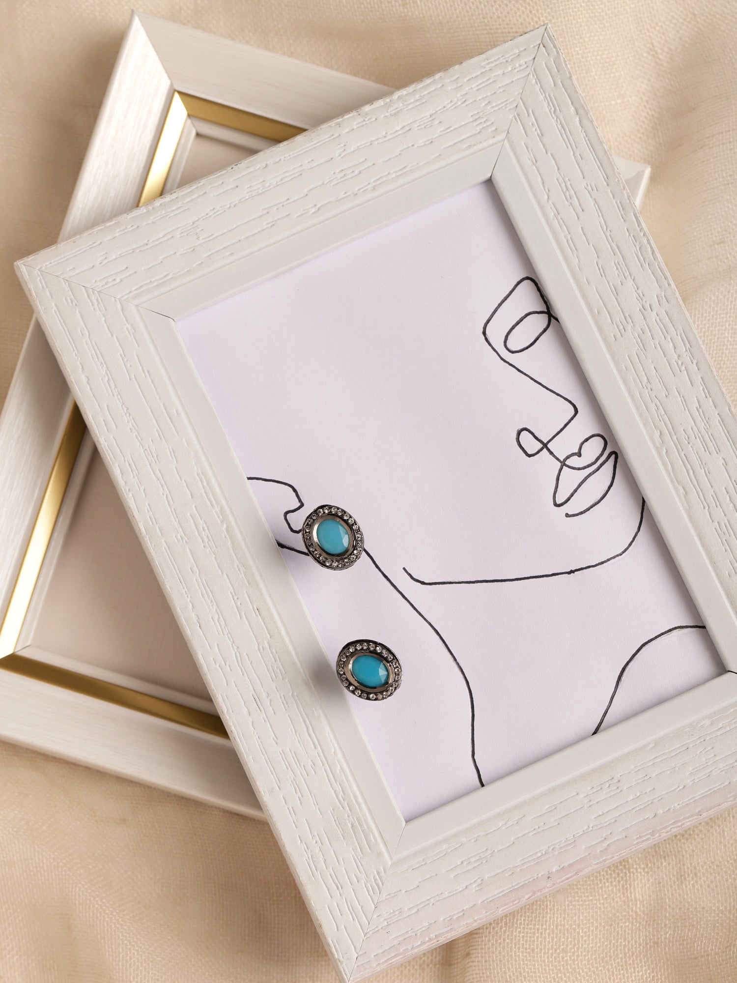 Blue Circular Studs Earrings - Ruby Raang