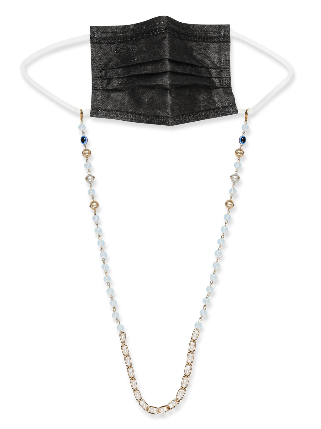 Gold-Polished Beaded Mask Chain - Ruby Raang