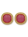 Women's Pink Circular Studs Earrings - Ruby Raang