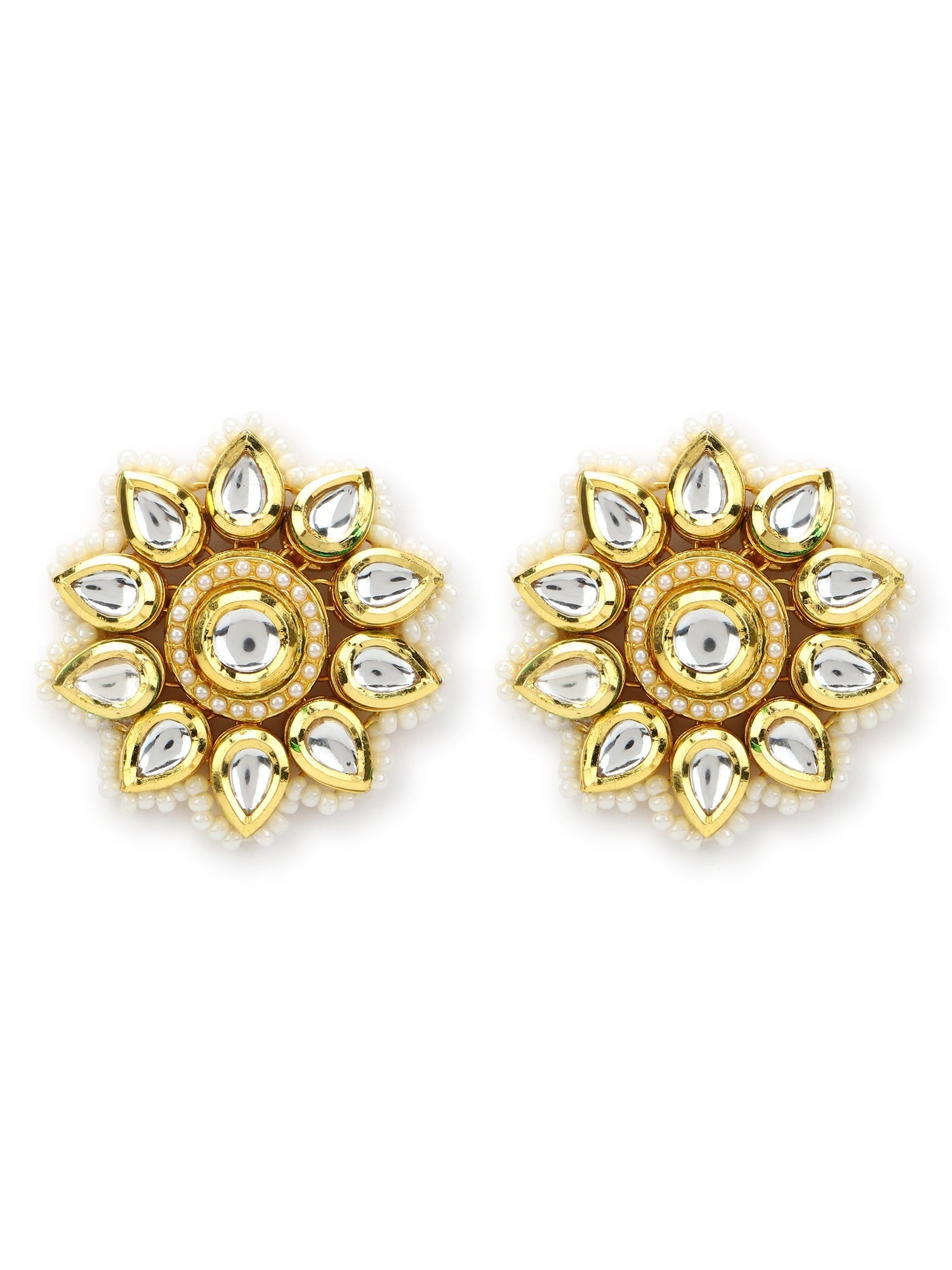 Gold-Toned Circular Studs Earrings - Ruby Raang