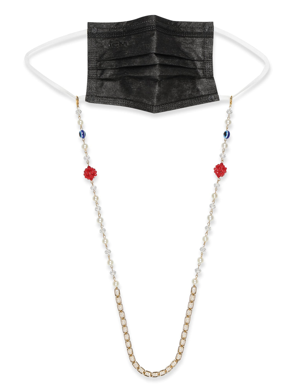 White Embellsihed Mask Chain - Ruby Raang