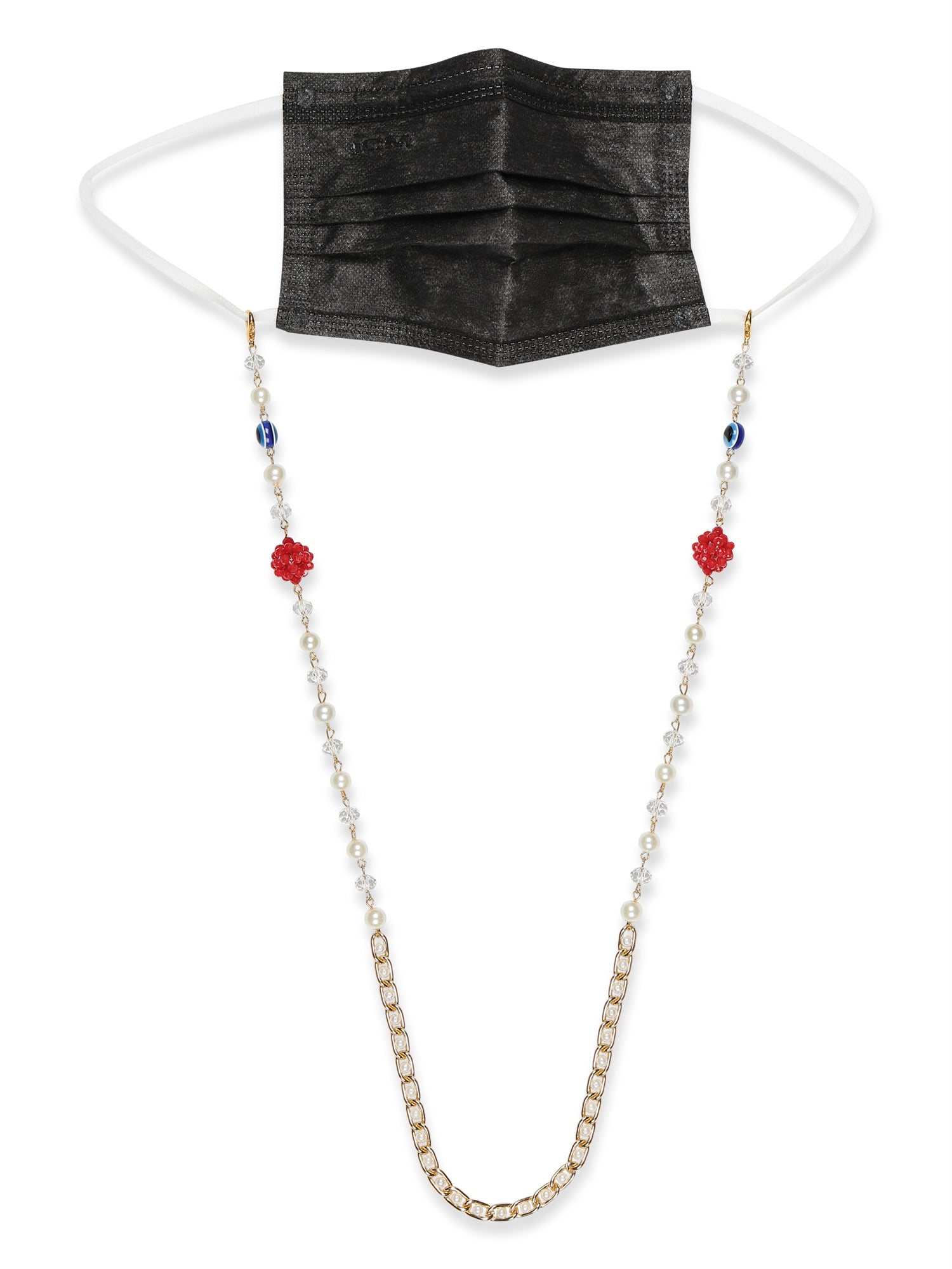 White Embellsihed Mask Chain - Ruby Raang