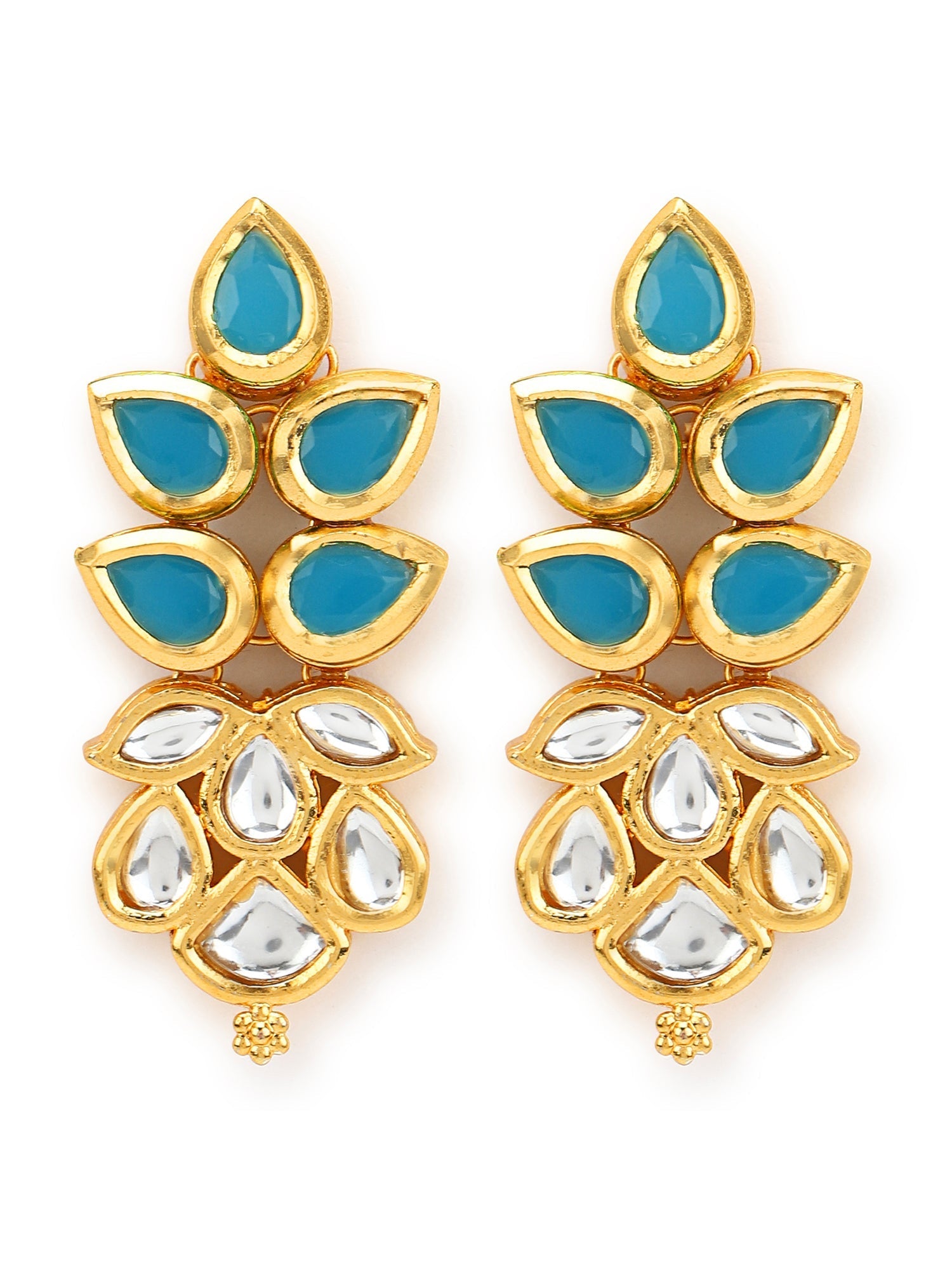 Gold-Toned Leaf Shaped Studs Earrings - Ruby Raang