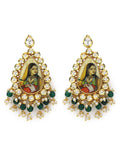 Gold-Polished Classic Kundan Studded Chandbalis Earrings - Ruby Raang