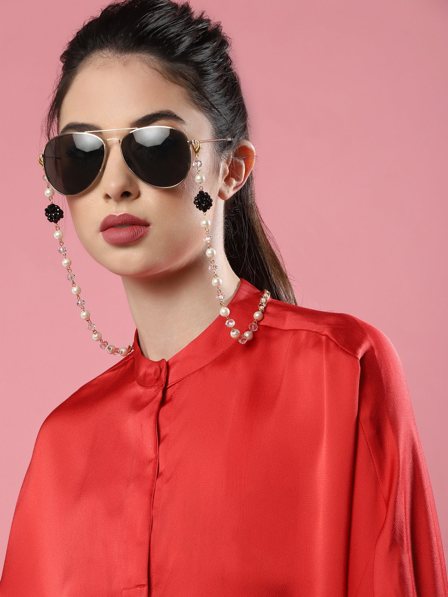 Beaded Embellished Mask Chain - Ruby Raang