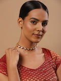 Women's Gold-Polished Kundan Studded Necklace - Ruby Raang