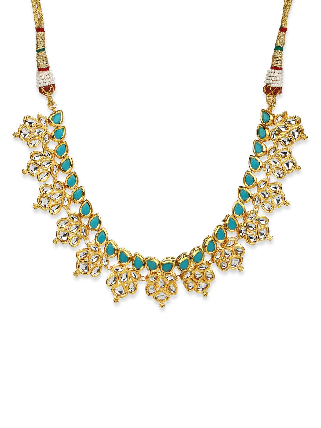 Gold-Toned Blue Brass Gold-Polished Necklace - Ruby Raang