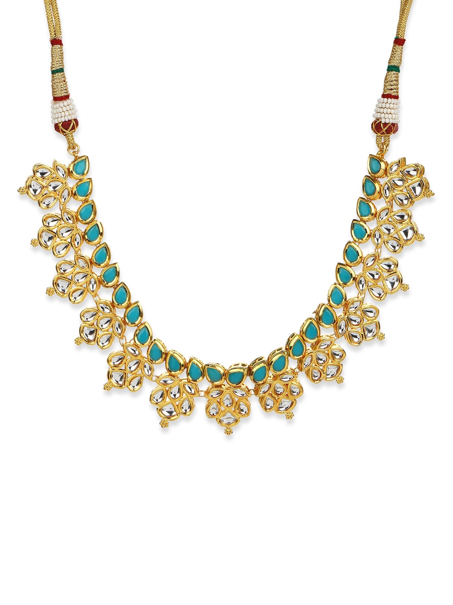 Gold-Toned Blue Brass Gold-Polished Necklace - Ruby Raang