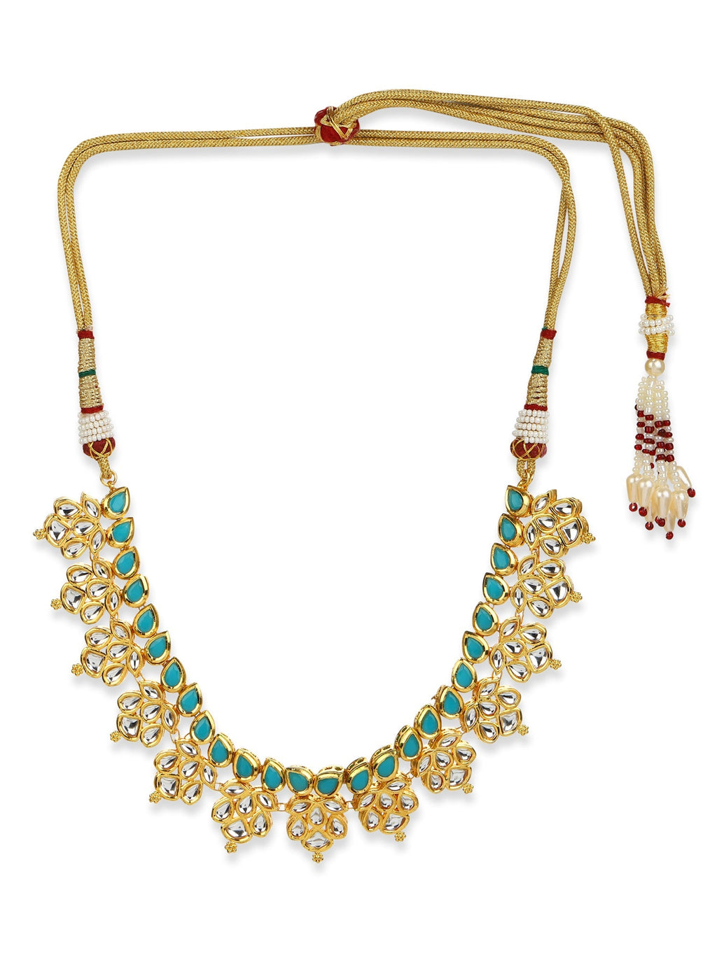 Gold-Toned Blue Brass Gold-Polished Necklace - Ruby Raang
