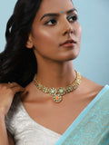 Gold-Polished White Studded Necklace - Ruby Raang