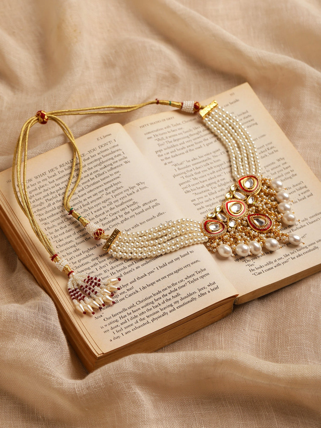 White Brass Gold-Polished Necklace - Ruby Raang