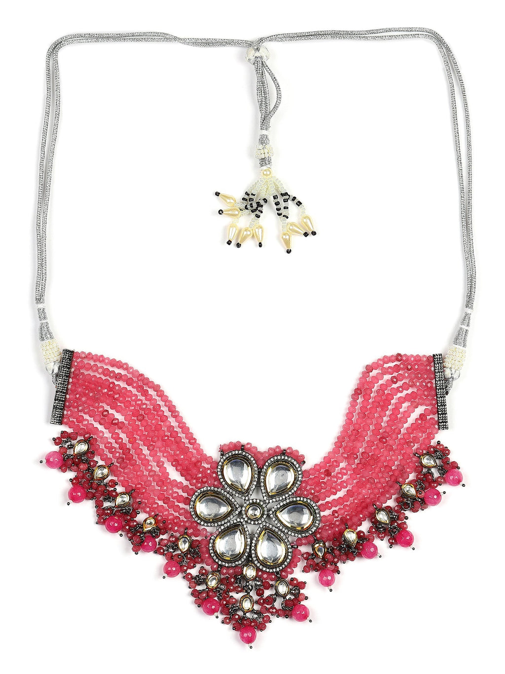 Pink Brass Silver-Plated Necklace - Ruby Raang