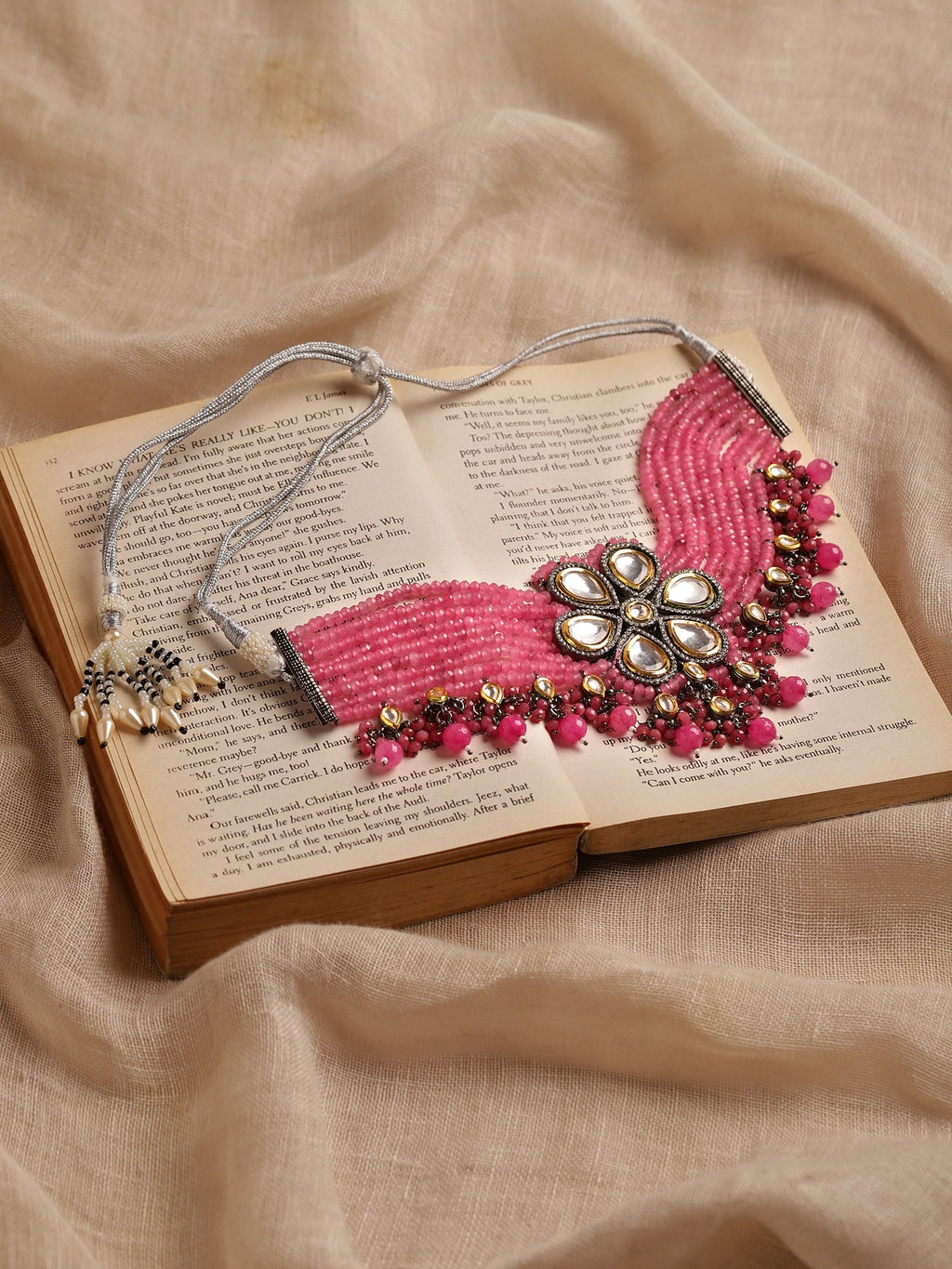 Pink Brass Silver-Plated Necklace - Ruby Raang