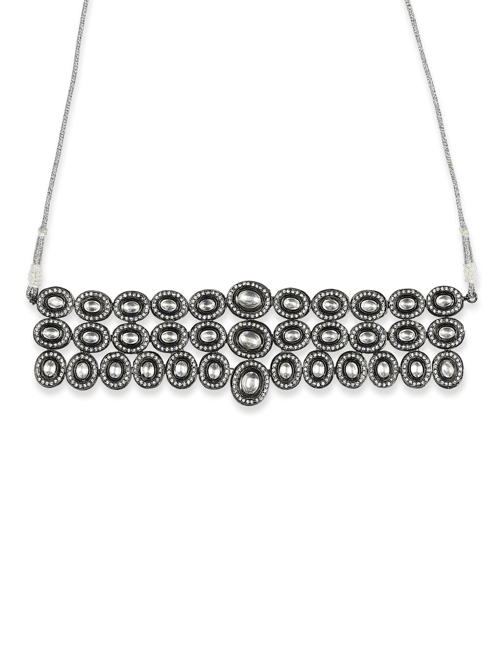 Black Silver-Plated Brass Necklace - Ruby Raang