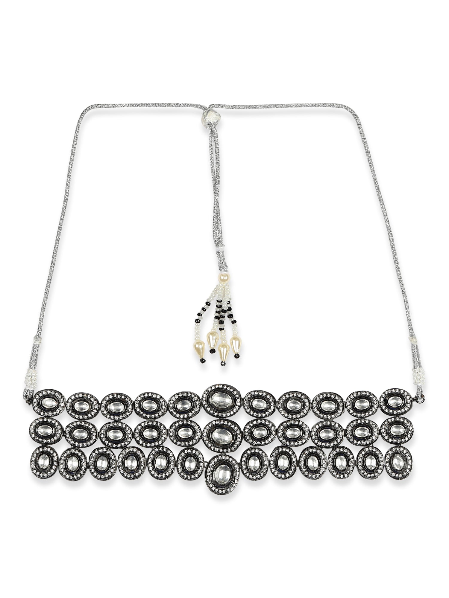 Black Silver-Plated Brass Necklace - Ruby Raang