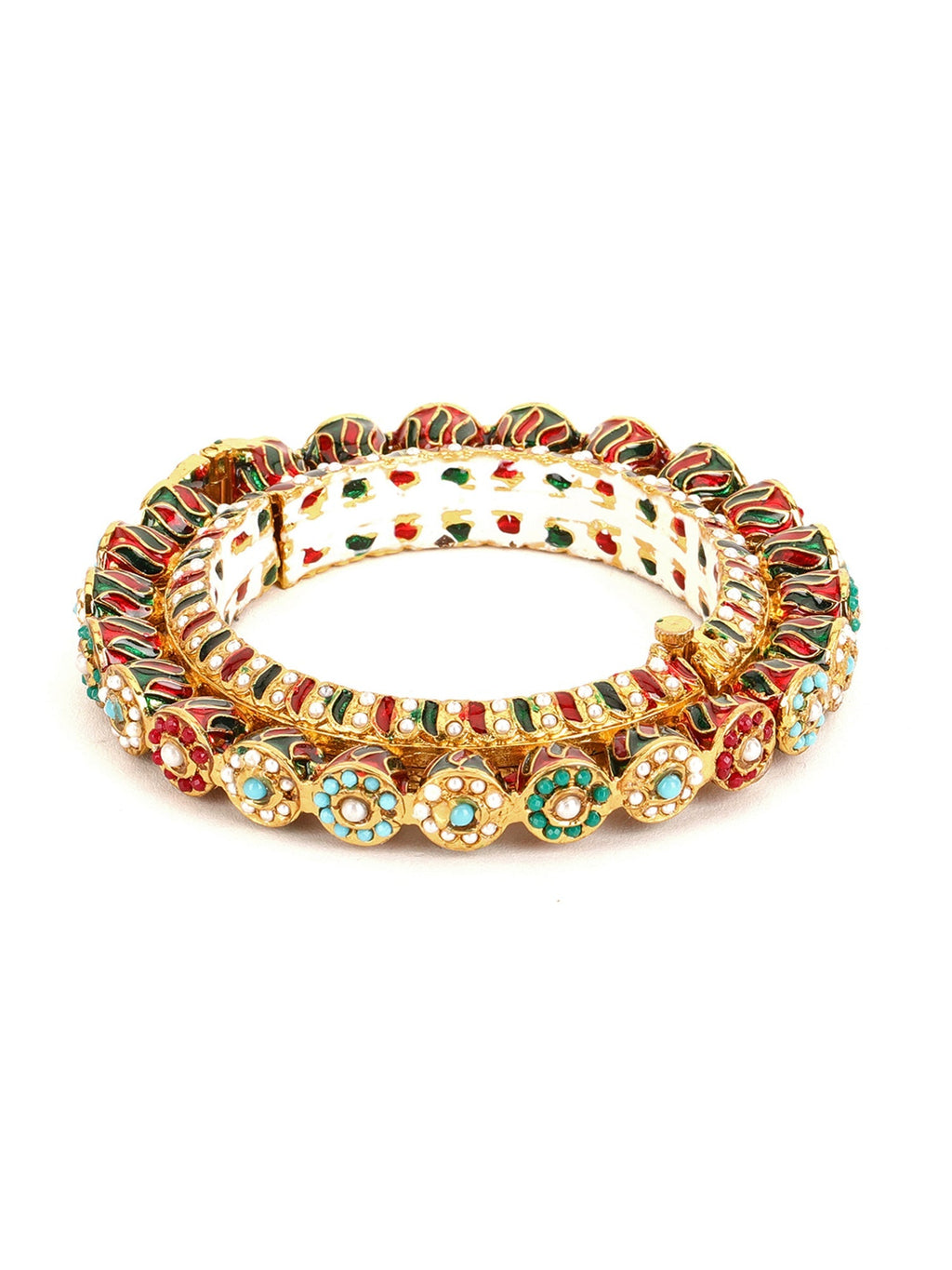 Handcrafted Heavy Bangle - Ruby Raang