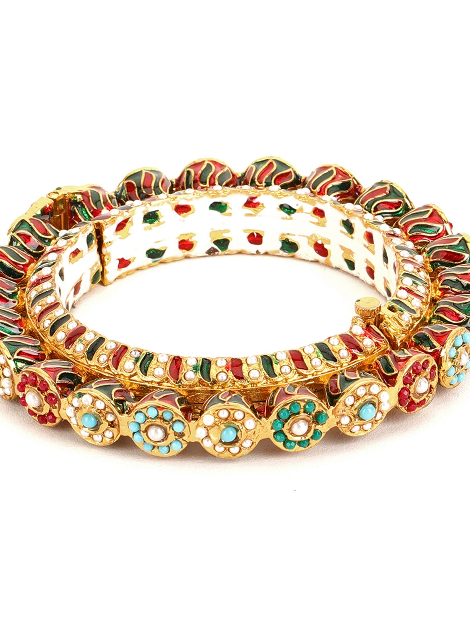 Handcrafted Heavy Bangle - Ruby Raang