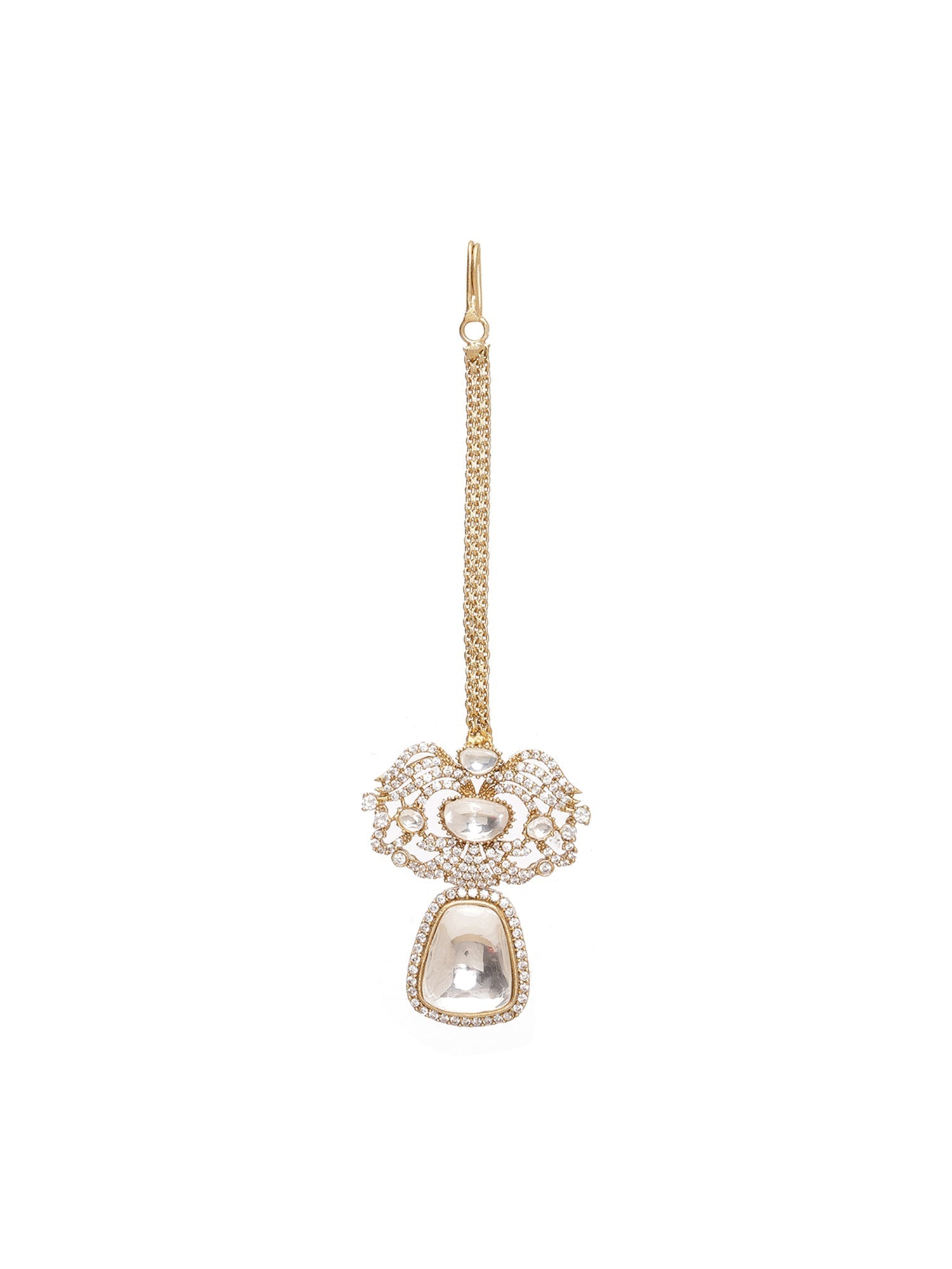 Kundan Maang Tikka with Diamonds - Ruby Raang