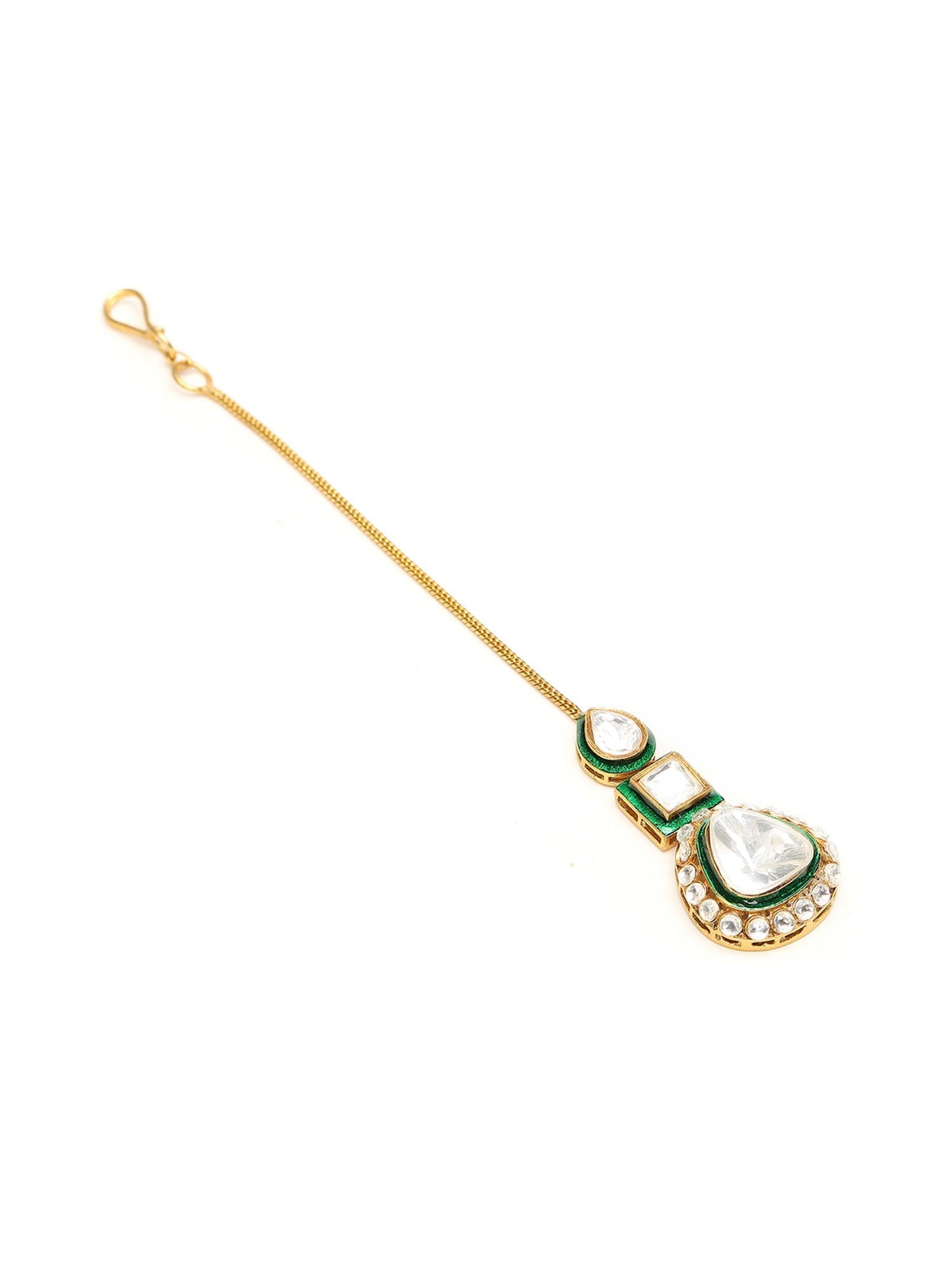 Kundan Maang Tikka with Meenakari - Ruby Raang