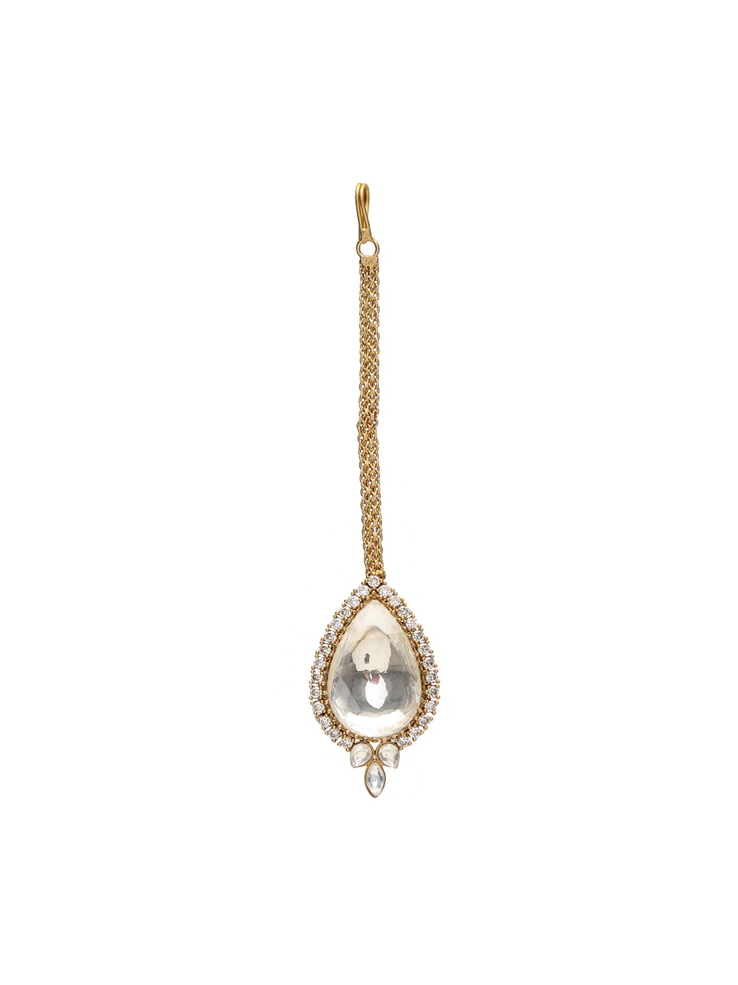 Kundan Maang Tikka with Diamonds - Ruby Raang