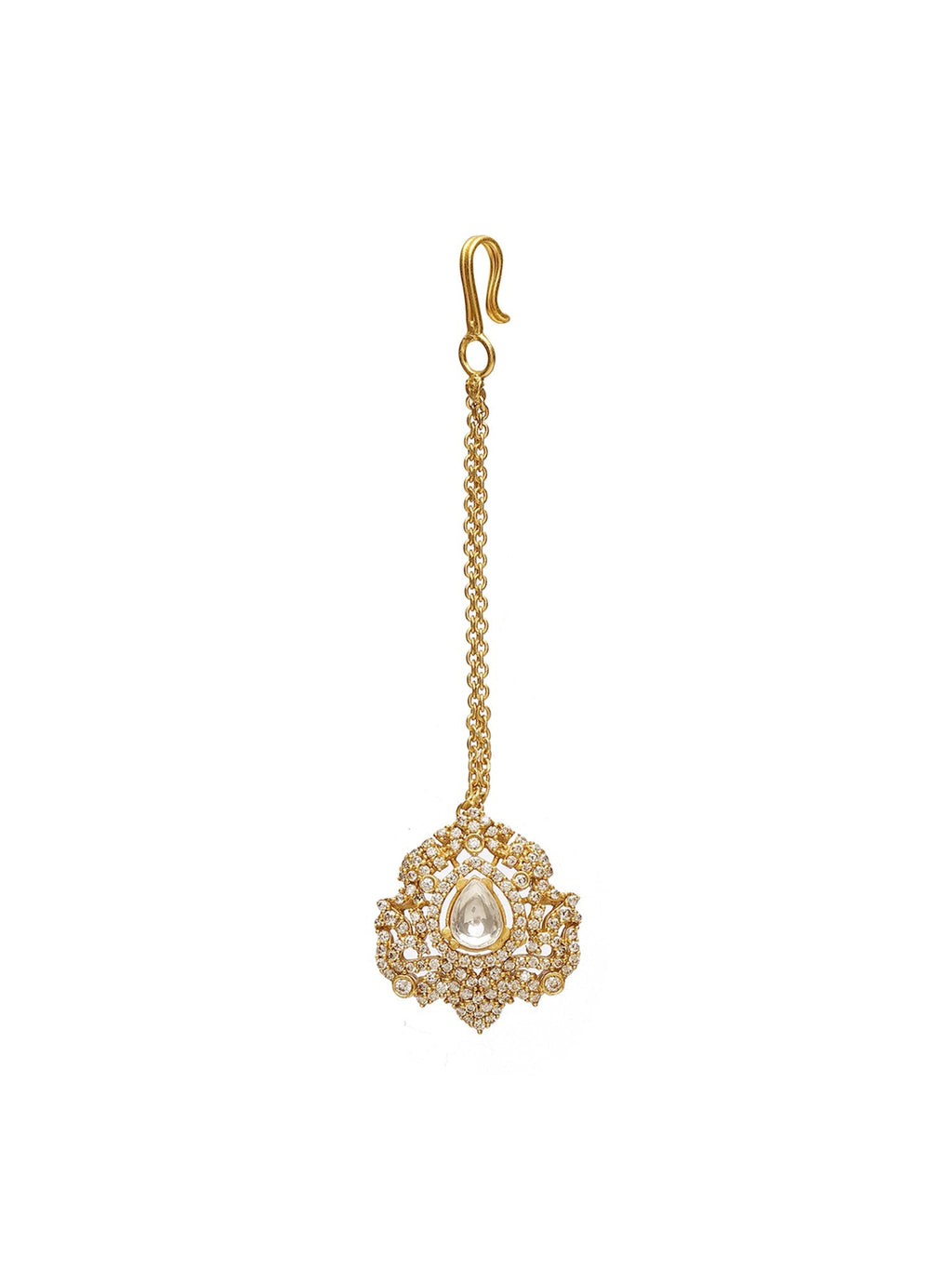 Kundan Maang Tikka with Diamonds - Ruby Raang