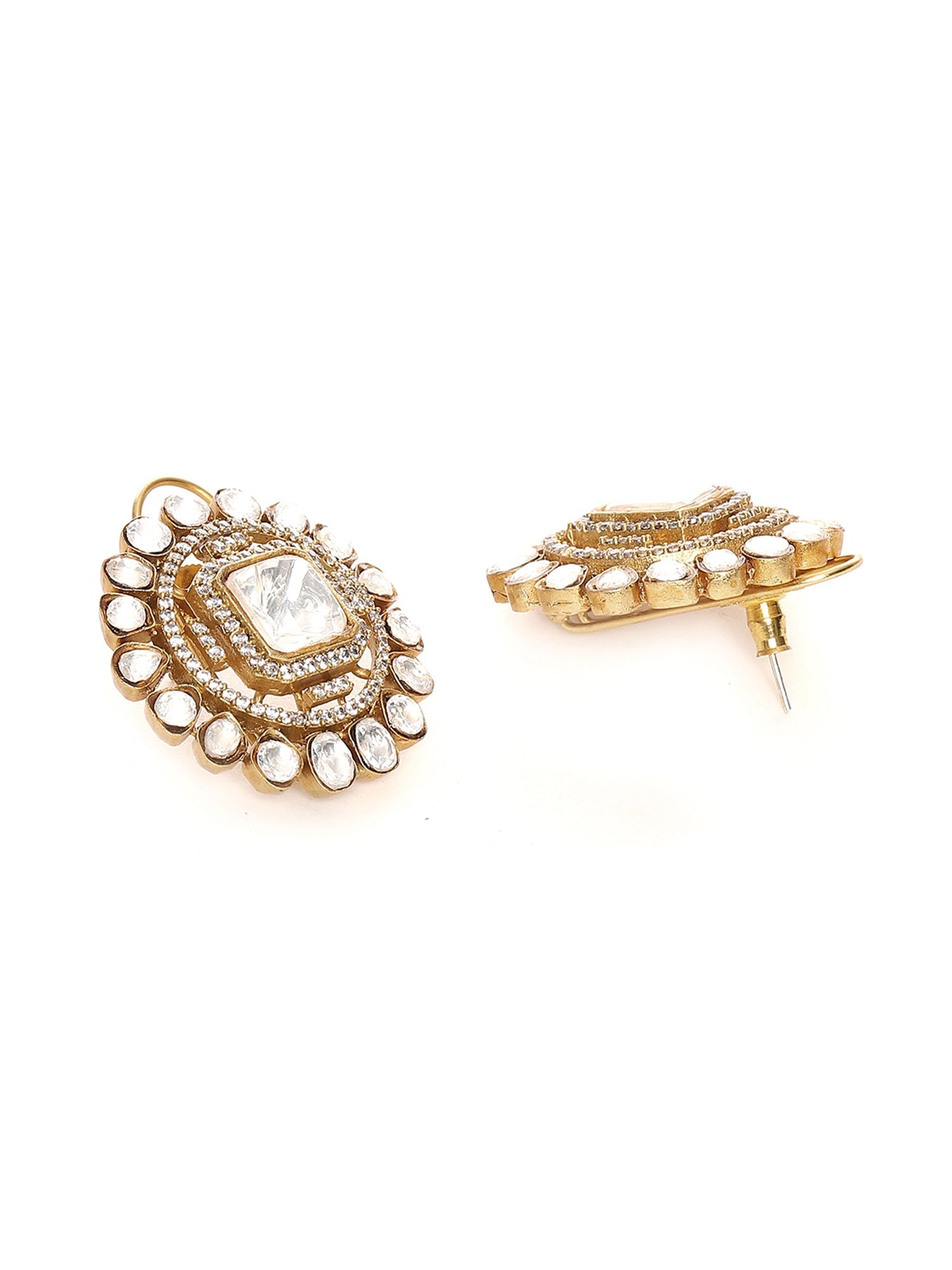 Round oversized Kundan Earrings - Ruby Raang