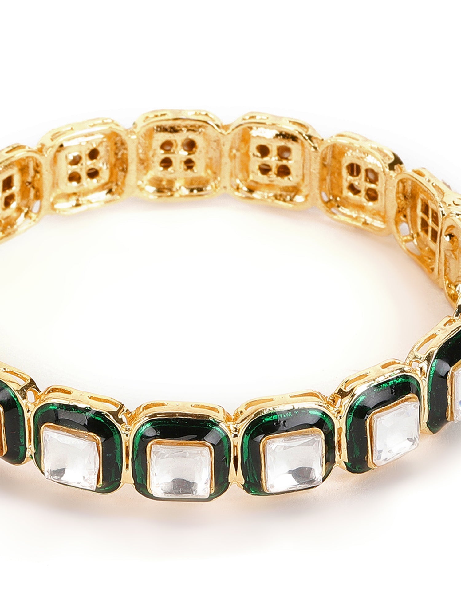 Kundan and Meenakari Bangle - Ruby Raang