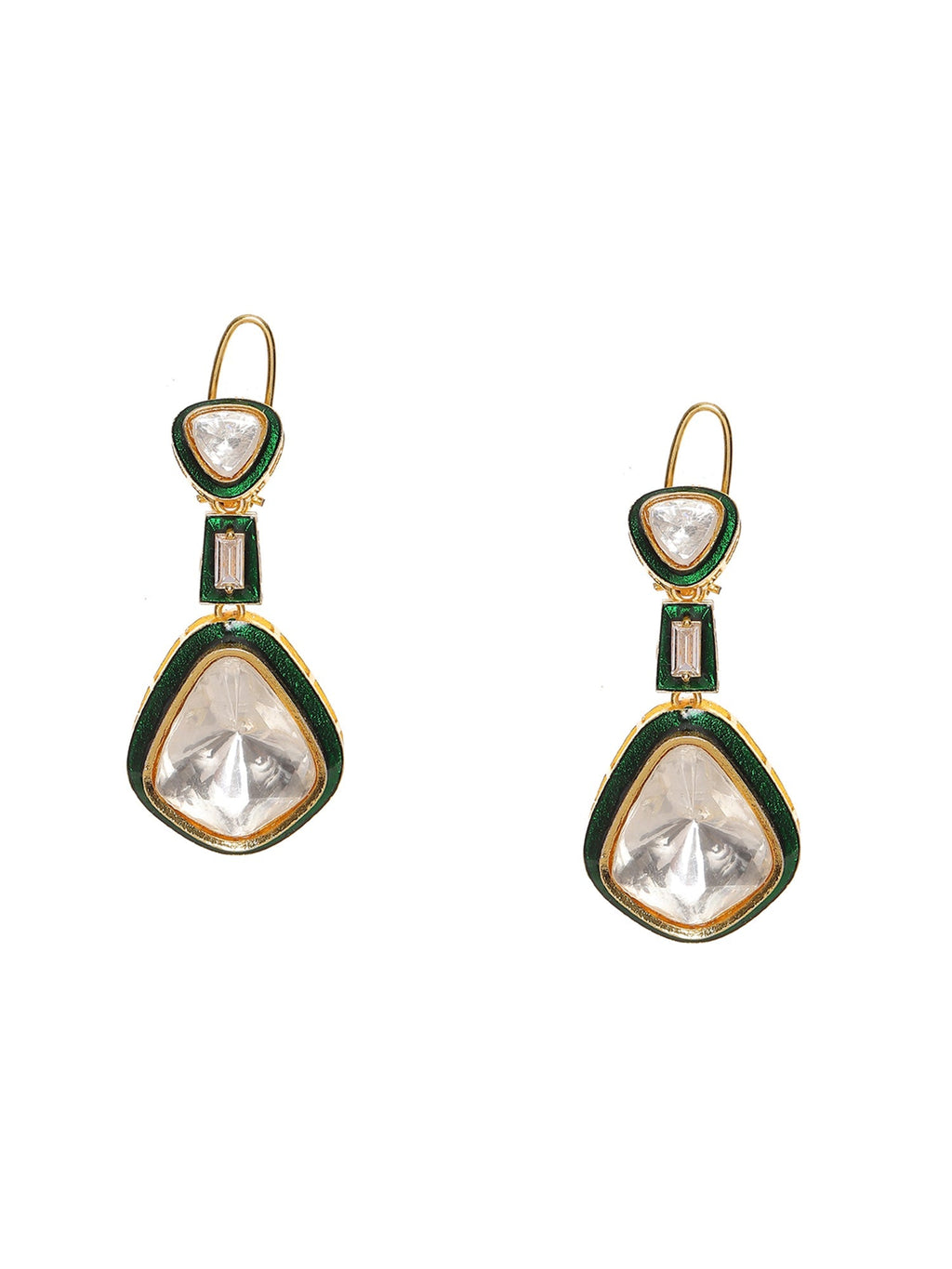 Kundan and Meenakari Earrings - Ruby Raang