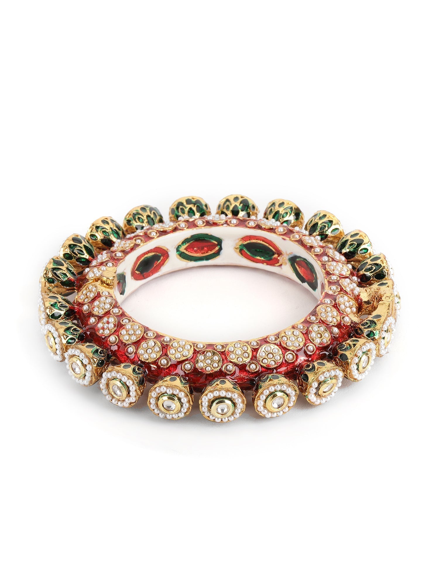 Red Meenakari Handcrafted Heavy Bangles (set of 2) - Ruby Raang