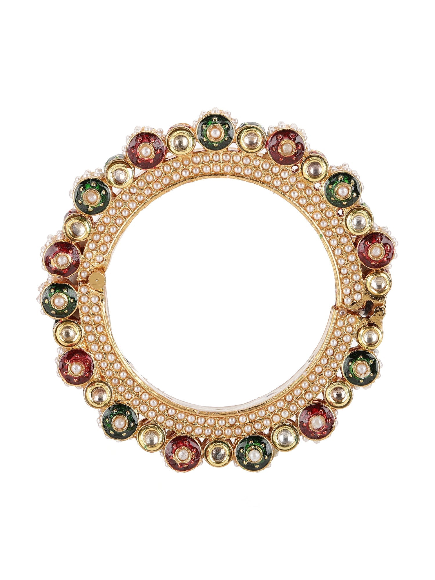Pearl Meenakari Handcrafted Heavy Bangles (set of 2) - Ruby Raang