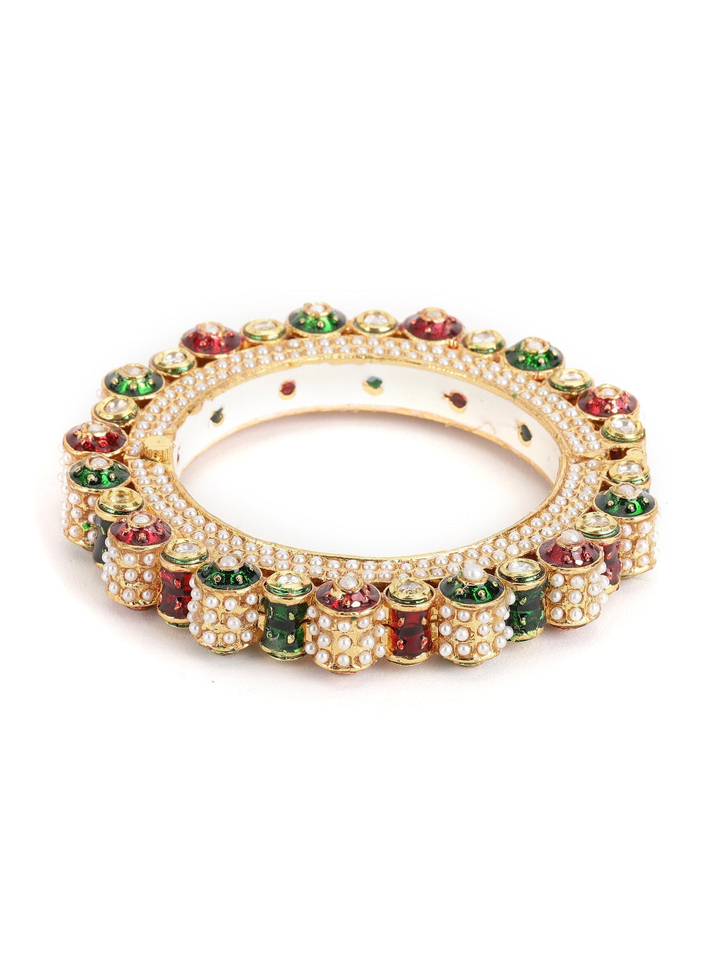 Pearl Meenakari Handcrafted Heavy Bangles (set of 2) - Ruby Raang