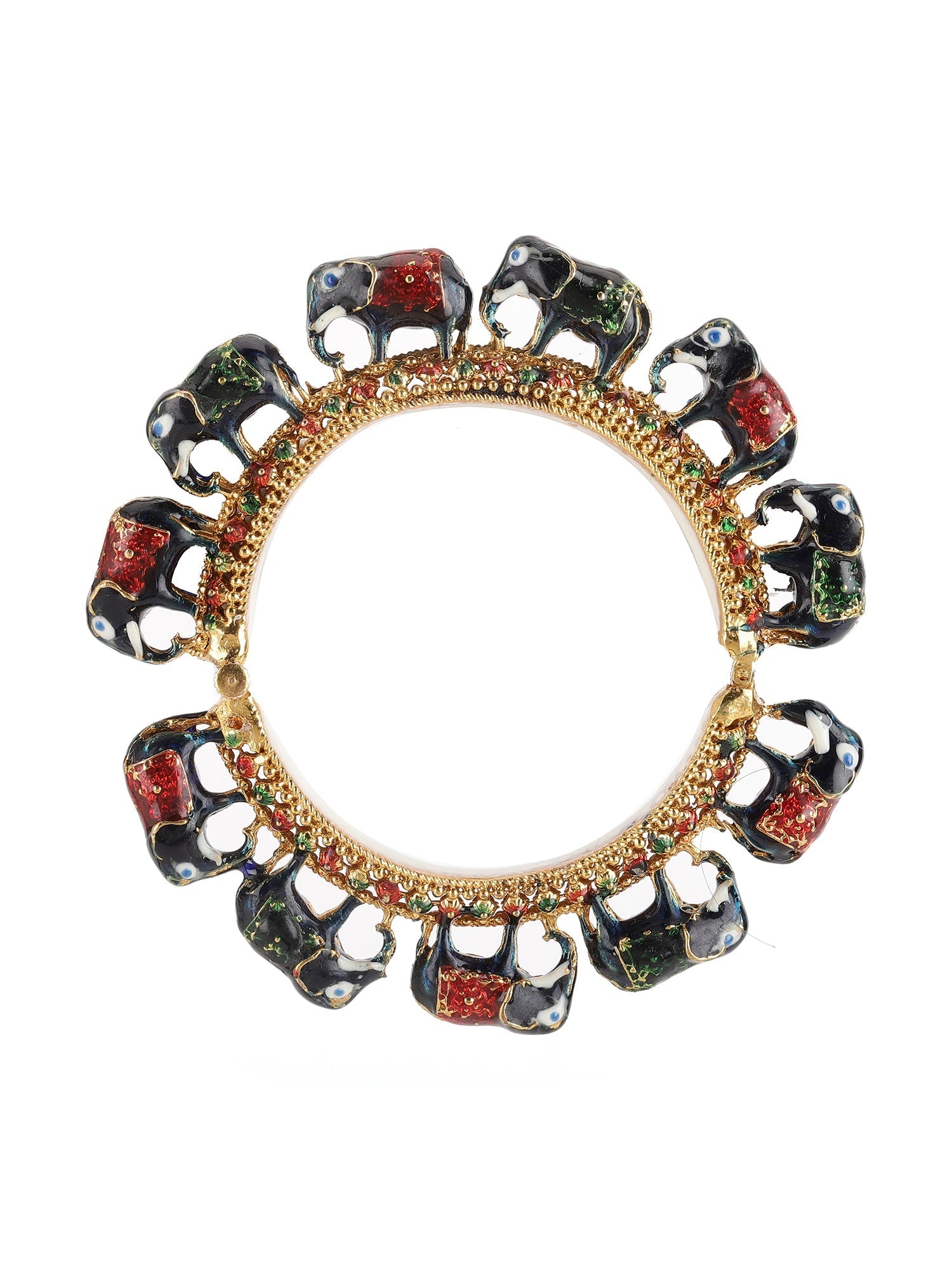Elephant Blue Meenakari Handcrafted Heavy Bangles (set of 2) - Ruby Raang