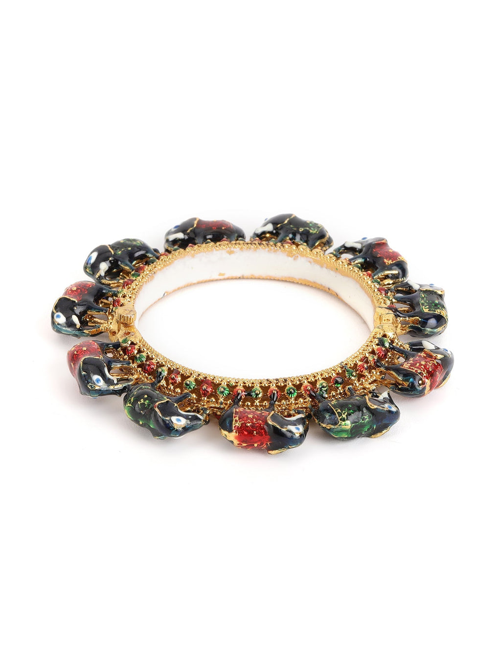 Elephant Blue Meenakari Handcrafted Heavy Bangles (set of 2) - Ruby Raang