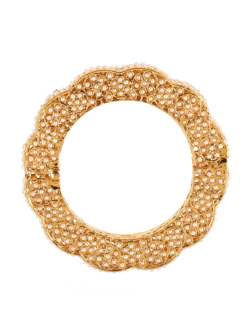 Golden Pearl Handcrafted Heavy Bangles (set of 2) - Ruby Raang