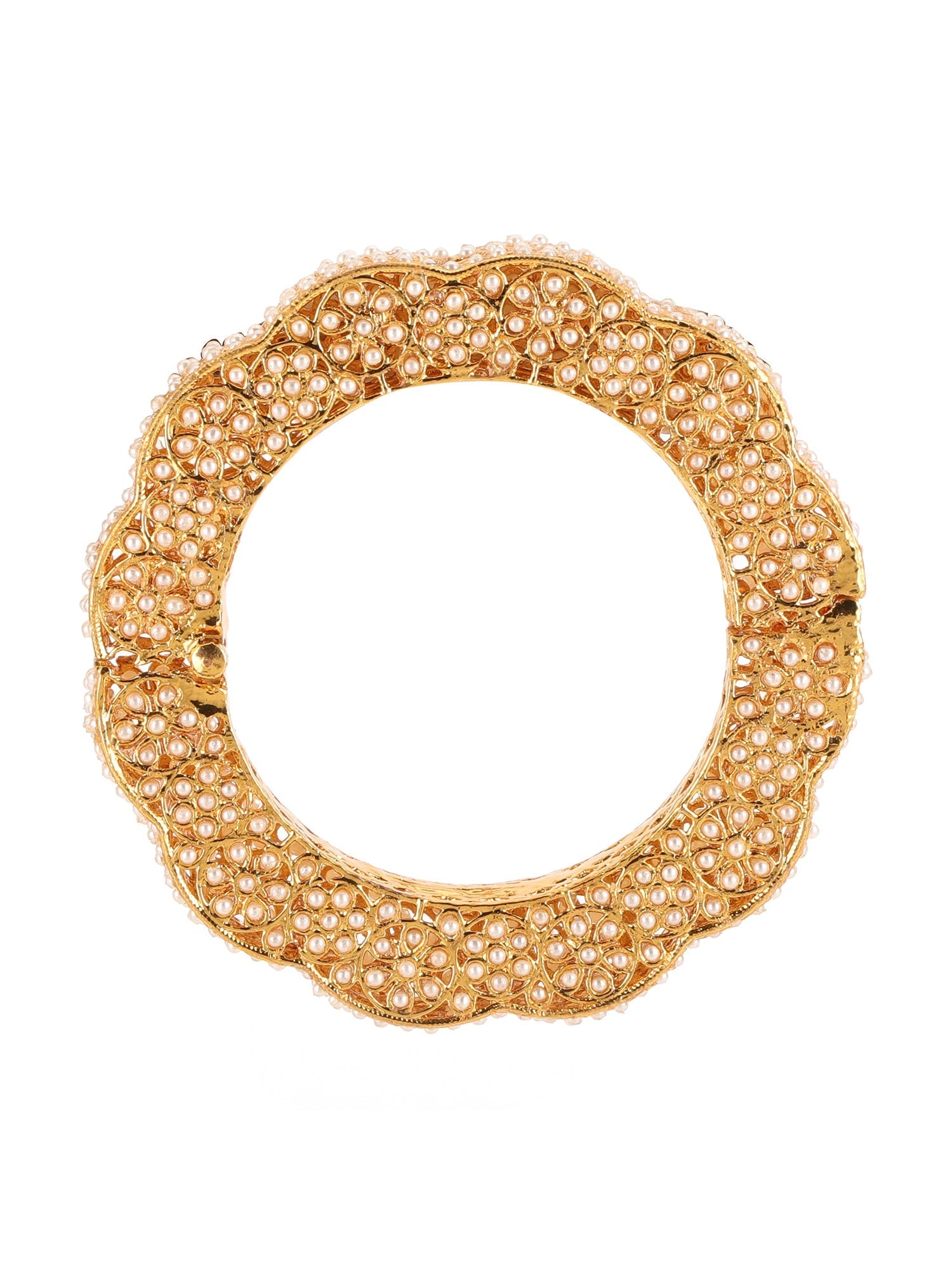 Golden Pearl Handcrafted Heavy Bangles (set of 2) - Ruby Raang