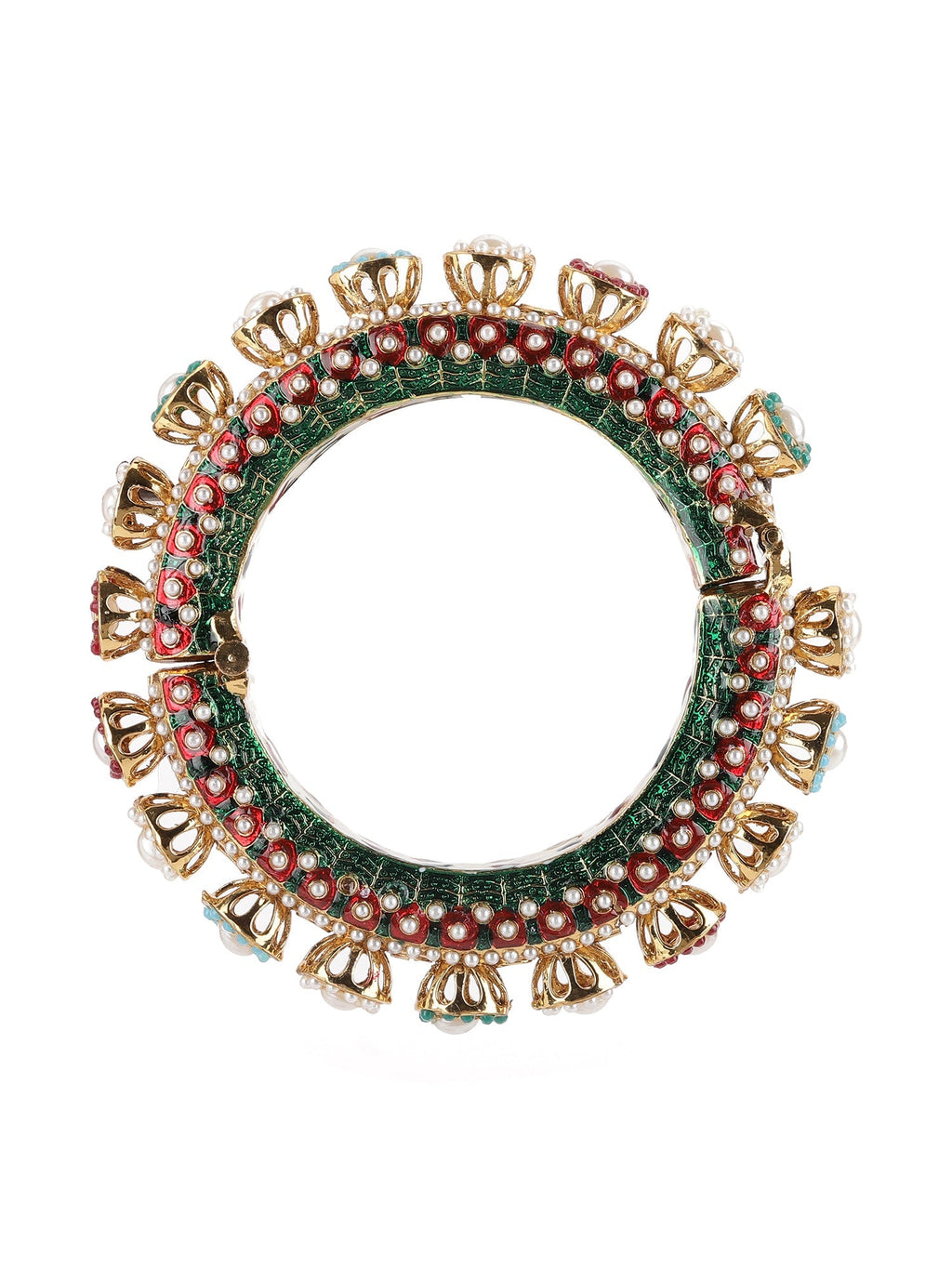 Multi Meenakari Handcrafted Heavy Bangles (set of 2) - Ruby Raang