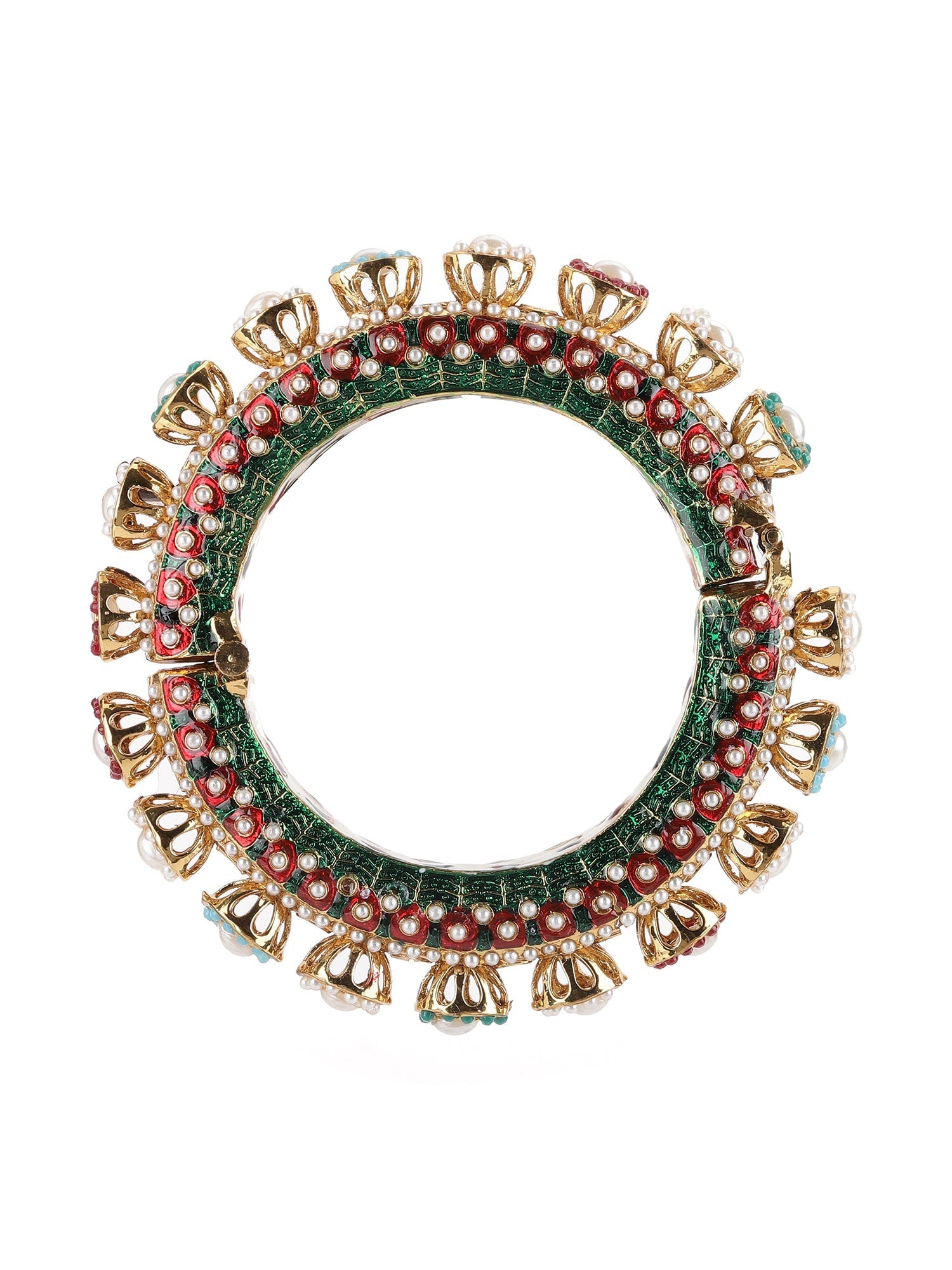 Multi Meenakari Handcrafted Heavy Bangles (set of 2) - Ruby Raang