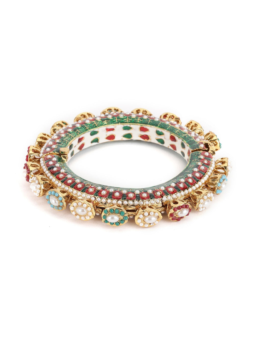 Multi Meenakari Handcrafted Heavy Bangles (set of 2) - Ruby Raang