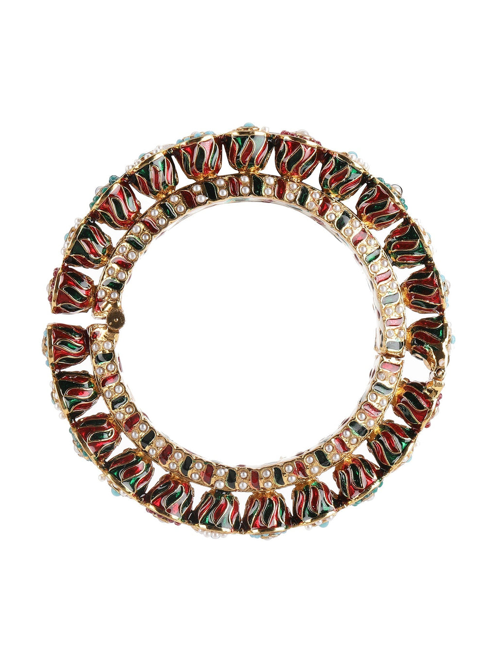 Handcrafted Heavy Bangles (set of 2) - Ruby Raang