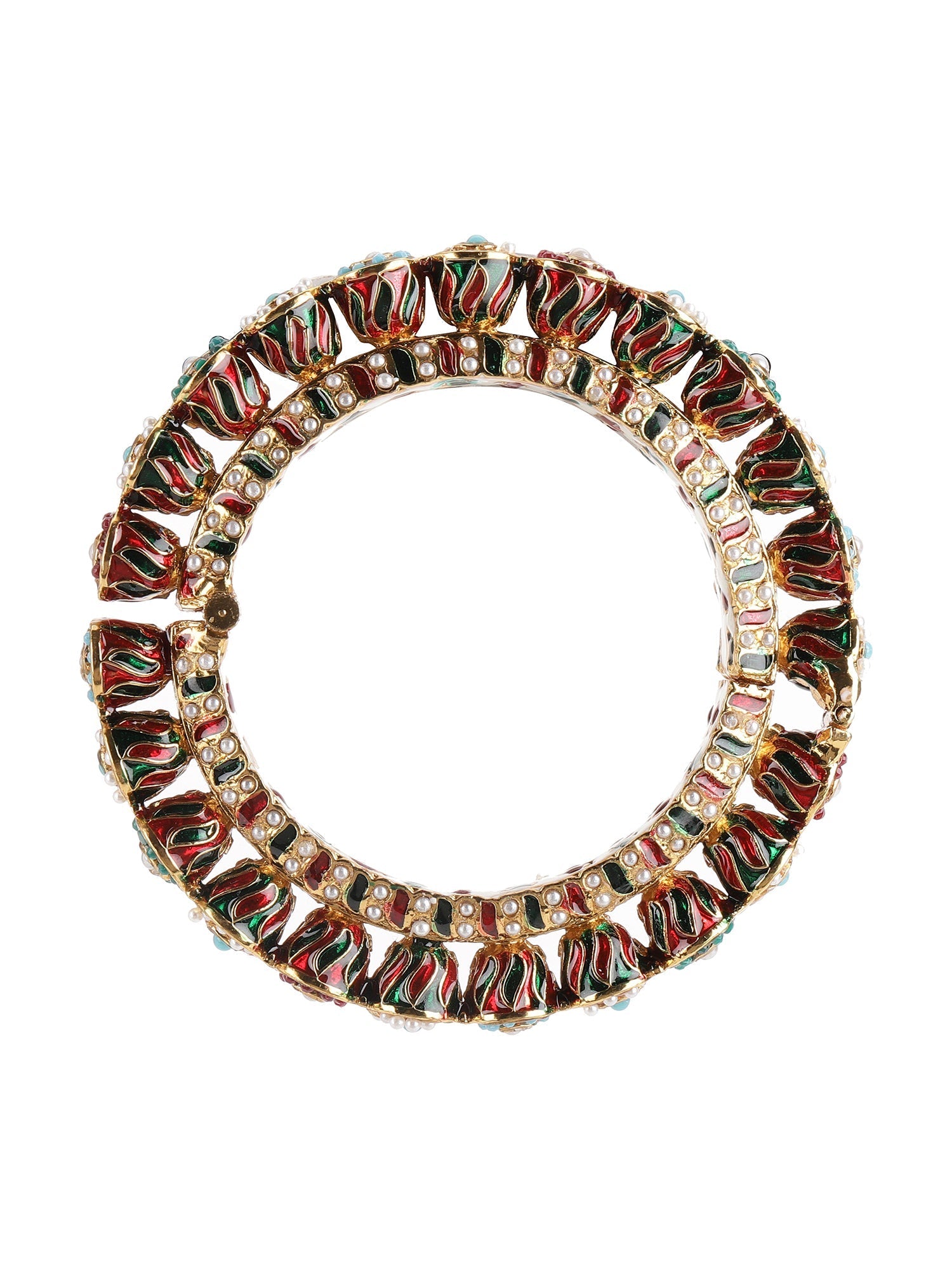 Handcrafted Heavy Bangles (set of 2) - Ruby Raang
