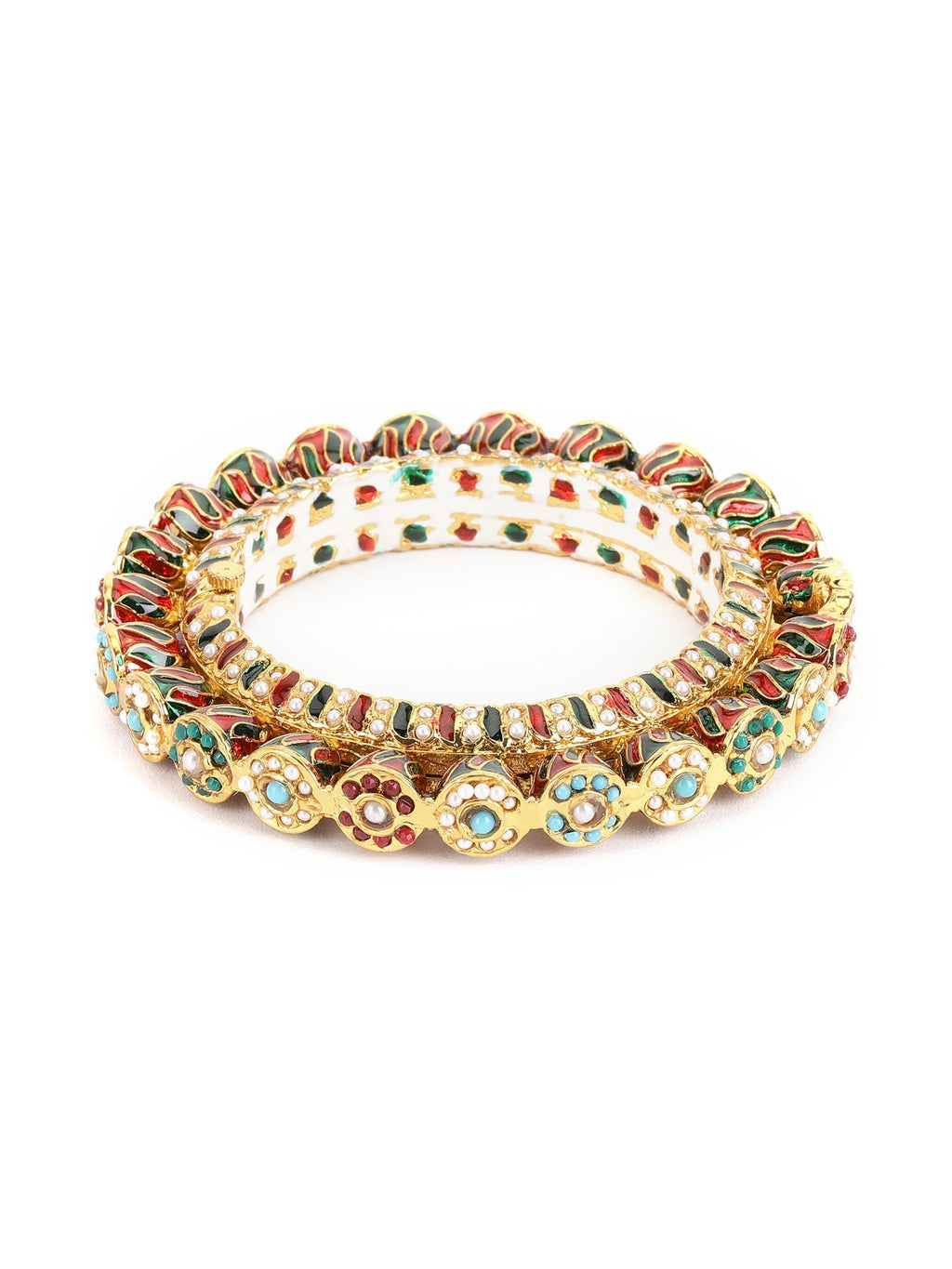 Handcrafted Heavy Bangles (set of 2) - Ruby Raang
