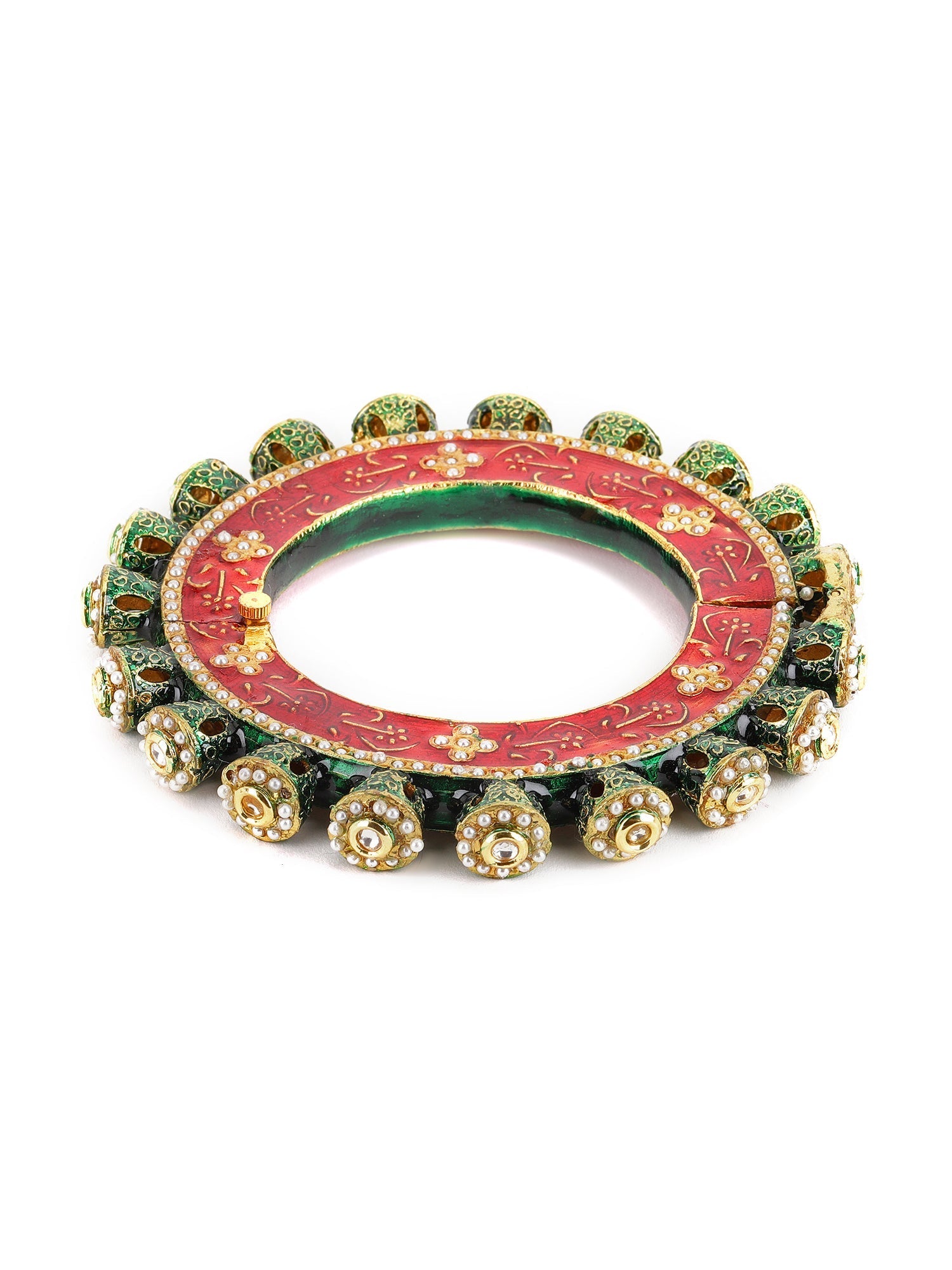 Meenakari Handcrafted Heavy Bangle - Ruby Raang