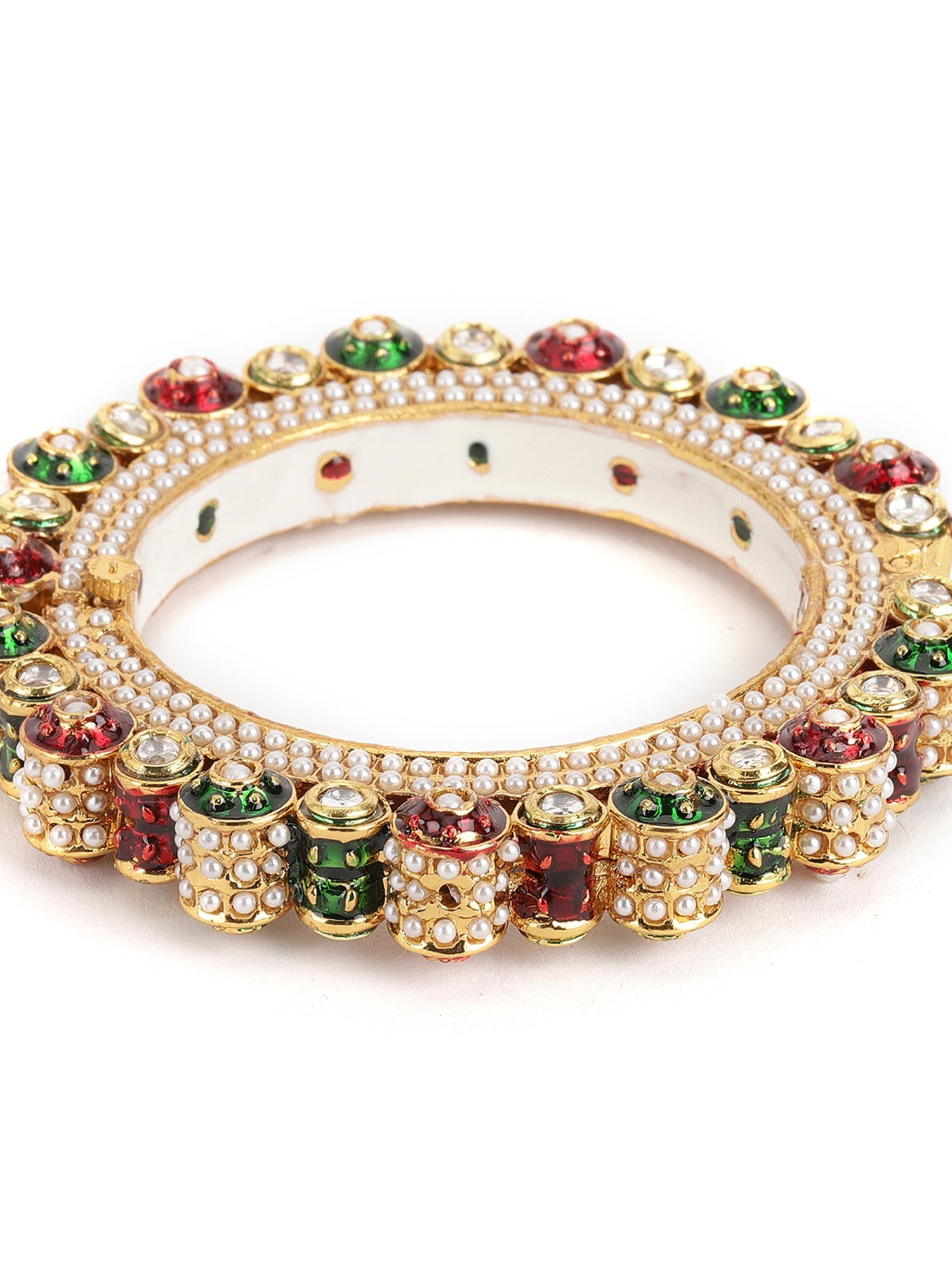 Pearl Meenakari Handcrafted Heavy Bangle - Ruby Raang