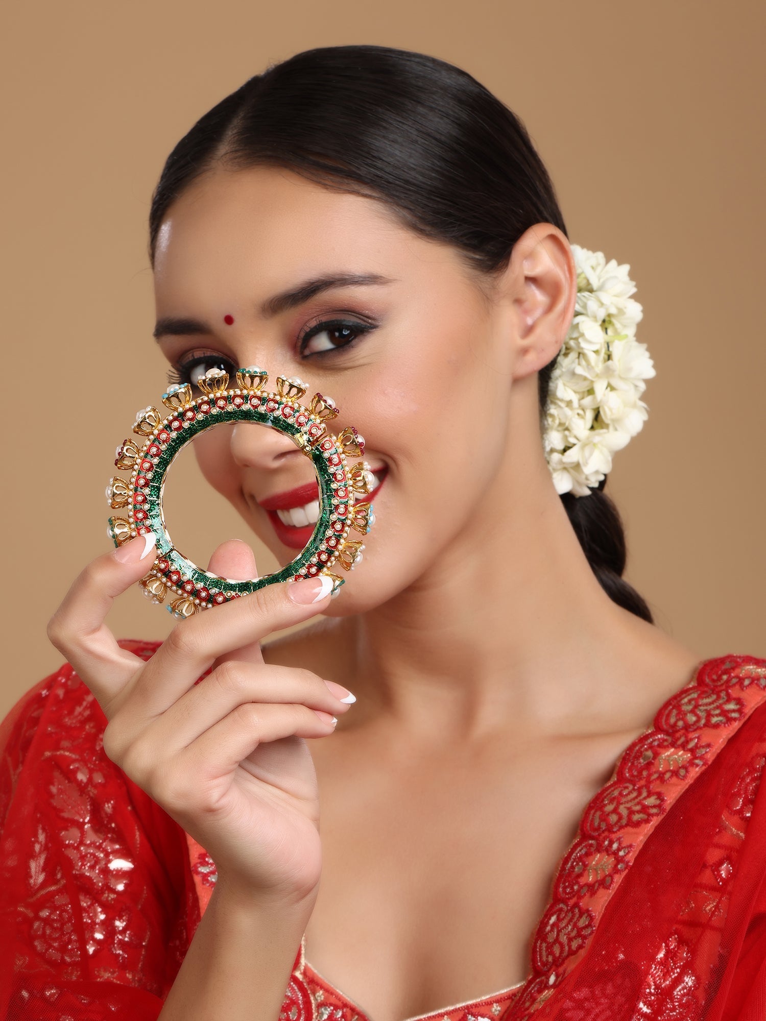 Multi Meenakari Handcrafted Heavy Bangle - Ruby Raang