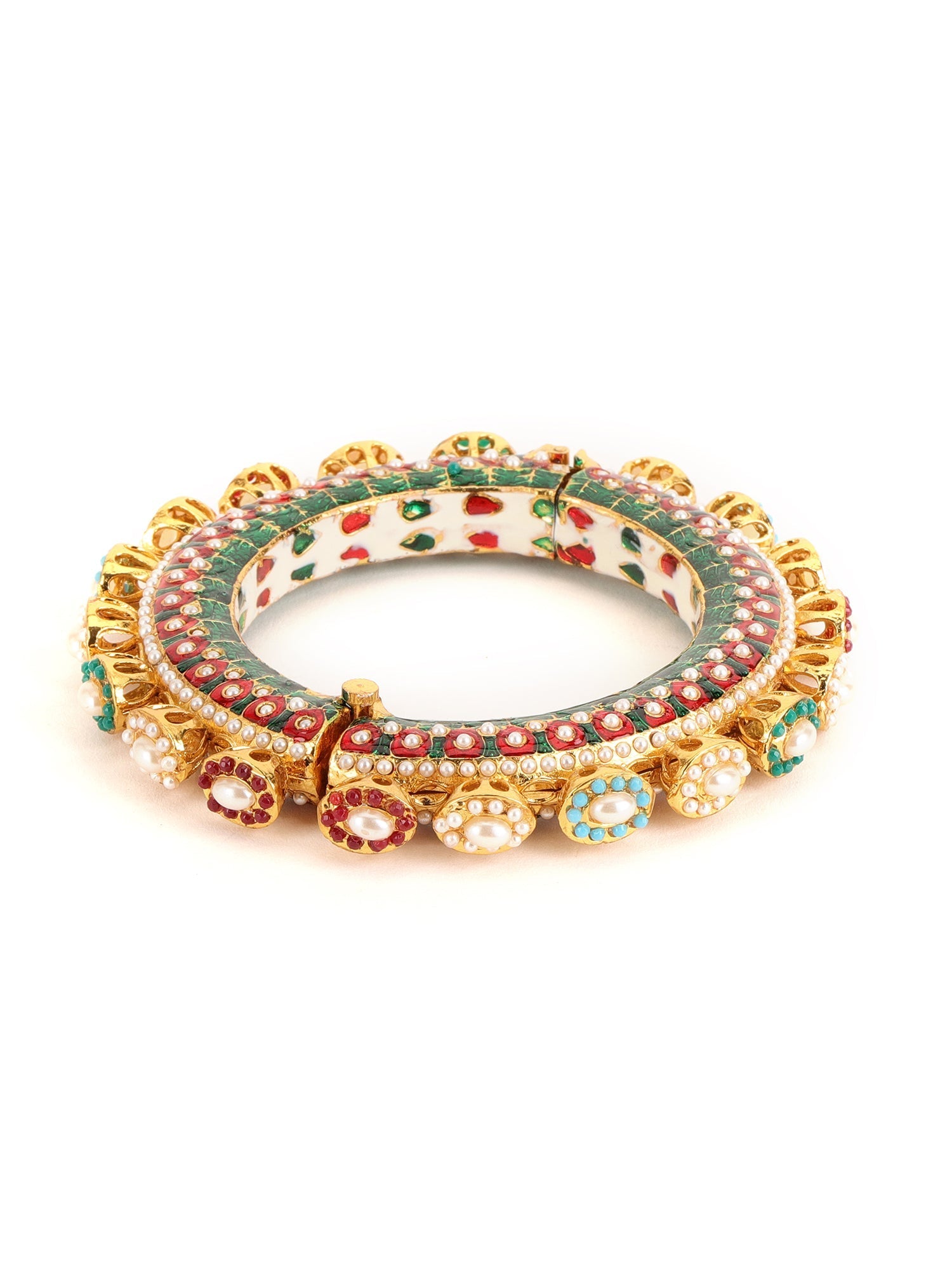 Multi Meenakari Handcrafted Heavy Bangle - Ruby Raang