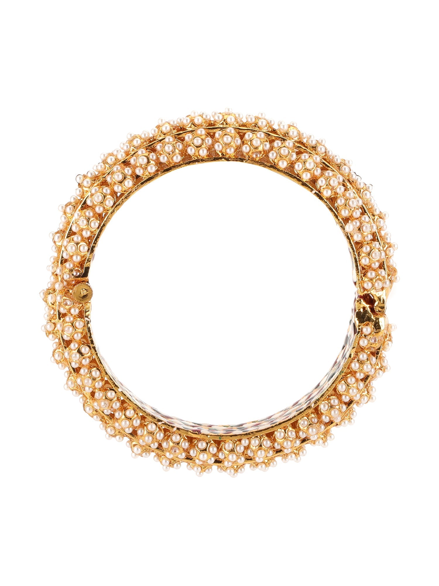 Handcrafted Pearl Heavy Bangle - Ruby Raang