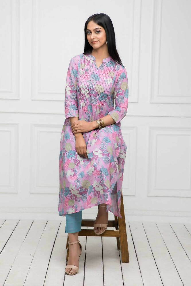 Myshka Women Multi Floral Rayon A-Line Round Neck Kurtas