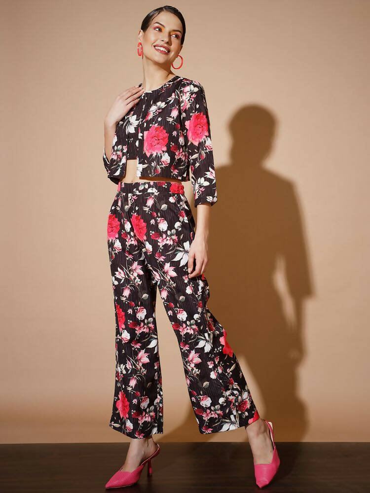 Myshka Women Black Printed Co-Ords